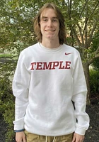 Nike Temple Owls Mens White Club Fleece Long Sleeve Crew Sweatshirt