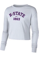 Nike K-State Wildcats Womens White Dri-FIT Cotton Crop LS Tee