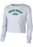 Nike North Texas Mean Green Womens White Dri-FIT Cotton Crop LS Tee