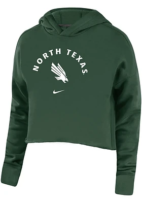 Nike North Texas Mean Green Womens Campus Crop Hooded Sweatshirt