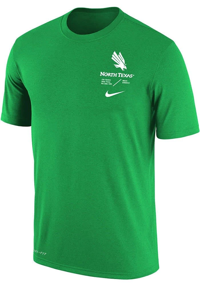 Nike North Texas Mean Green Kelly DriFIT Team Issue Short Sleeve T Shirt