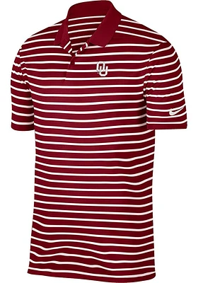 Nike Oklahoma Sooners Mens Crimson Golf Victory Stripe Short Sleeve Polo