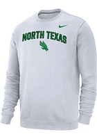 Nike North Texas Mean Green Mens White Club Fleece Long Sleeve Crew Sweatshirt