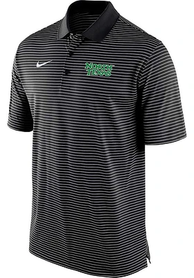 Nike North Texas Mean Green Mens Black Stadium Stripe Short Sleeve Polo