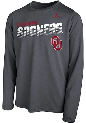 Nike Oklahoma Sooners Youth Charcoal Streak Wordmark JM Long Sleeve T-Shirt