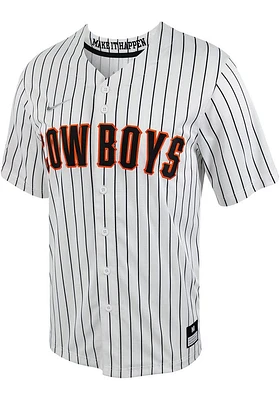 Nike Oklahoma State Cowboys Mens White Pinstripe Replica Baseball Jersey