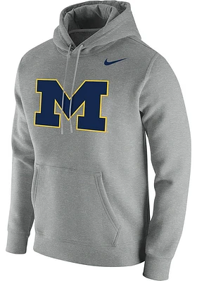 Nike Michigan Wolverines Mens Grey Club Fleece Deluxe Long Sleeve Hoodie