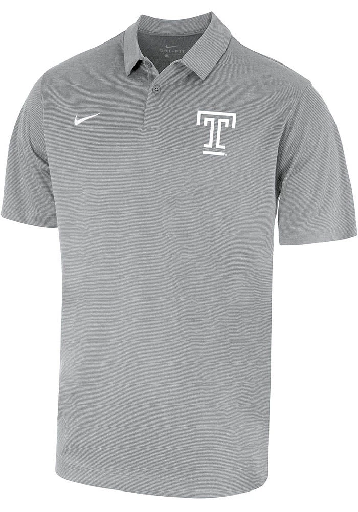Nike Temple Owls Mens Grey Heather Logo Short Sleeve Polo