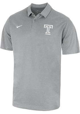 Nike Temple Owls Mens Grey Heather Logo Short Sleeve Polo