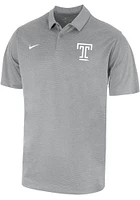 Nike Temple Owls Mens Grey Heather Logo Short Sleeve Polo