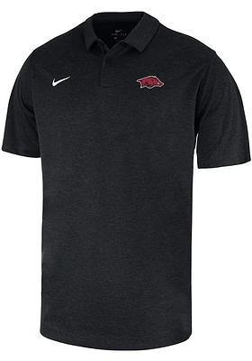 Nike Arkansas Razorbacks Mens Black Heather Short Sleeve Polo