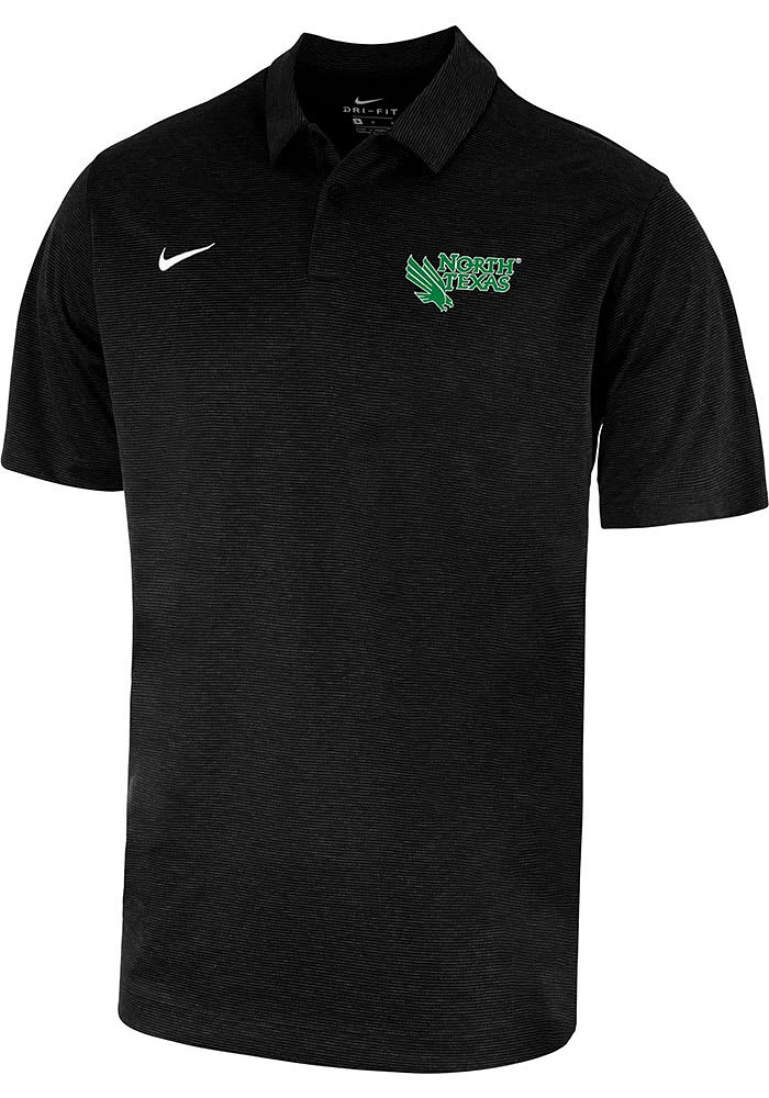 Nike North Texas Mean Green Mens Black Heather Short Sleeve Polo