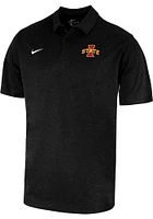 Nike Iowa State Cyclones Mens Black Heather Short Sleeve Polo