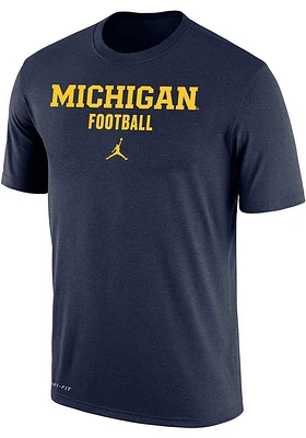 Nike Michigan Wolverines Blue Drifit Jordan Football Short Sleeve T Shirt
