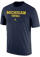 Nike Michigan Wolverines Blue Drifit Jordan Football Short Sleeve T Shirt
