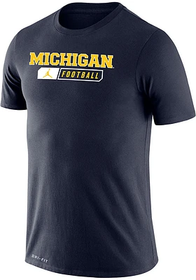 Nike Michigan Wolverines Blue Drifit JordanFootball Short Sleeve T Shirt