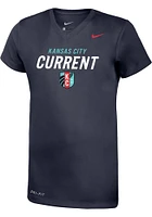 Nike KC Current Girls Navy Blue Wordmark Shield Short Sleeve T-Shirt