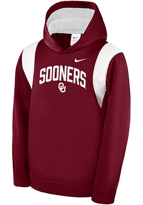 Nike Oklahoma Sooners Youth Crimson SL Therma Ach Long Sleeve Hoodie