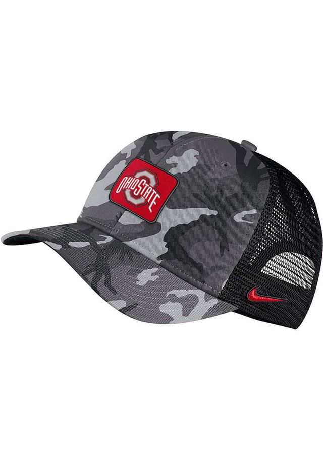 Nike Ohio State Buckeyes C99 Camo Trucker Adjustable Hat - Grey