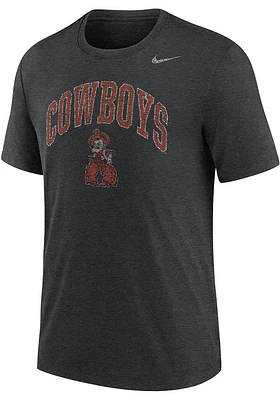 Nike Oklahoma State Cowboys Black Triblend Arch Mascot Vault Short Sleeve Fashion T Shirt