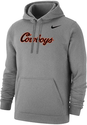 Nike Oklahoma State Cowboys Mens Club Fleece Script Long Sleeve Hoodie