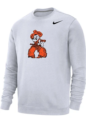 Nike Oklahoma State Cowboys Mens White Club Fleece Vault Logo Long Sleeve Crew Sweatshirt