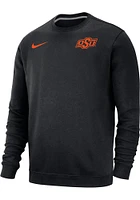Nike Oklahoma State Cowboys Mens Black Club Fleece Left Chest Logo Long Sleeve Crew Sweatshirt