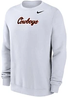 Nike Oklahoma State Cowboys Mens White Club Fleece Script Long Sleeve Crew Sweatshirt