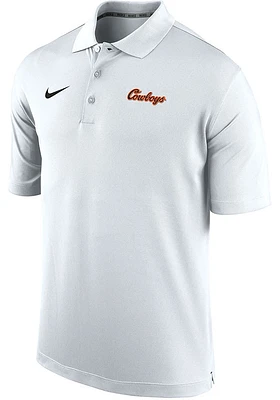 Nike Oklahoma State Cowboys Mens White Varsity Script Short Sleeve Polo