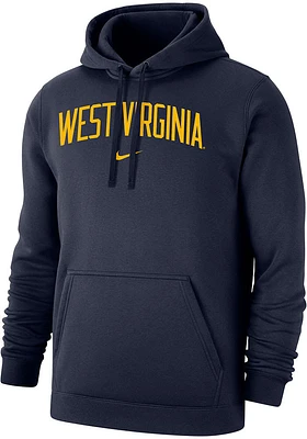 Nike West Virginia Mountaineers Mens Navy Blue Arch Name Long Sleeve Hoodie