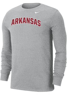 Nike Arkansas Razorbacks Grey Arch Name Long Sleeve T Shirt