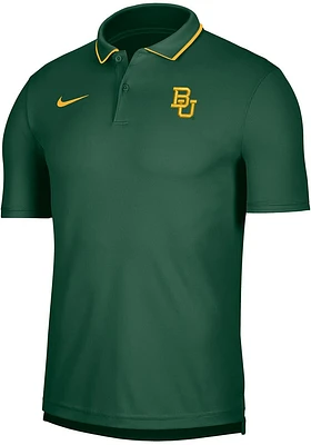 Nike Baylor Bears Mens Green Coach Short Sleeve Polo