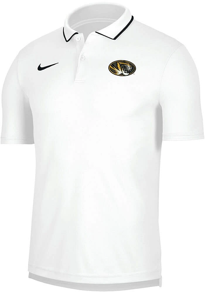 Nike Missouri Tigers Mens White Coach Short Sleeve Polo