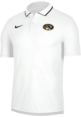 Nike Missouri Tigers Mens White Coach Short Sleeve Polo