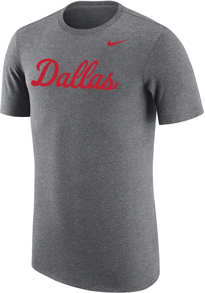 Nike SMU Mustangs Grey Triblend Script Short Sleeve Fashion T Shirt