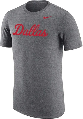 Nike SMU Mustangs Grey Triblend Script Short Sleeve Fashion T Shirt