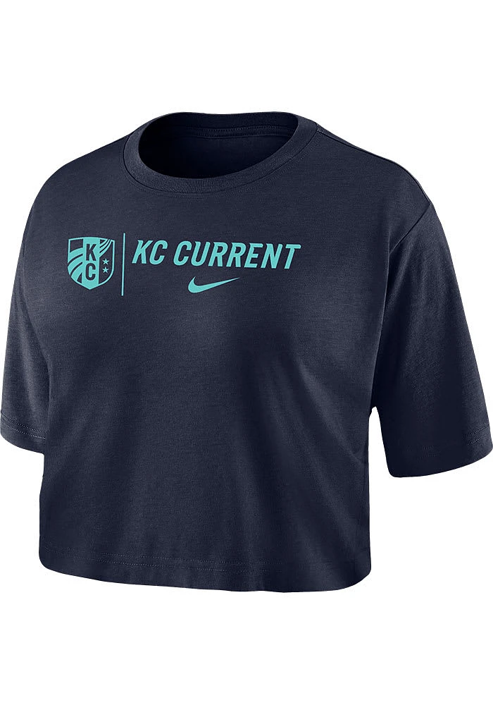 Nike KC Current Womens Navy Blue Crop Short Sleeve T-Shirt