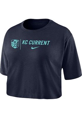 Nike KC Current Womens Navy Blue Crop Short Sleeve T-Shirt