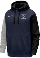 Nike Xavier Musketeers Mens Navy Blue Sideline Colorblock Club Fleece Long Sleeve Hoodie