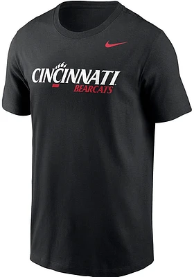 Nike Cincinnati Bearcats Black Wordmark Short Sleeve T Shirt