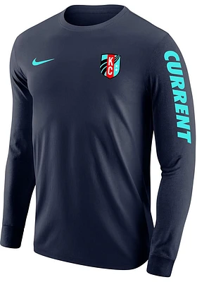 Nike KC Current Navy Blue Core Cotton Sleeve Hit Long T Shirt