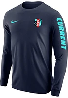 Nike KC Current Navy Blue Core Cotton Sleeve Hit Long T Shirt