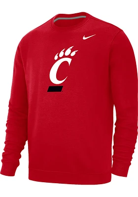 Nike Cincinnati Bearcats Mens Red Primary Logo Long Sleeve Crew Sweatshirt