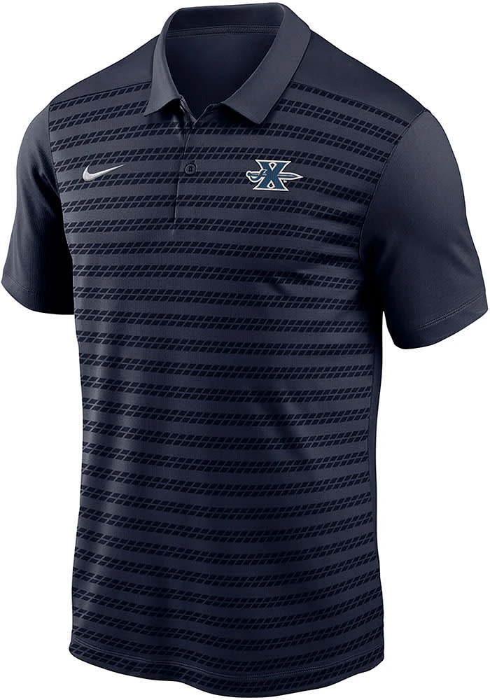 Nike Xavier Musketeers Mens Navy Blue DriFIT Victory Stripe Short Sleeve Polo