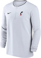 Nike Cincinnati Bearcats Mens White Sideline DriFIT Half Zip Gameday Long Sleeve Qtr Pullover