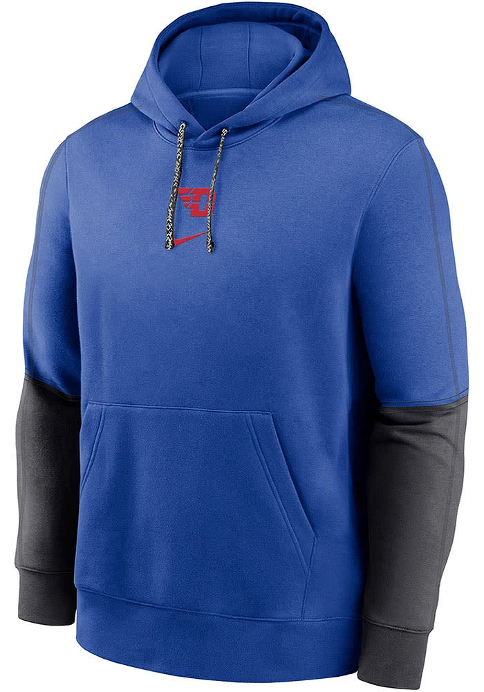 Nike Dayton Flyers Mens Blue Sideline Club Fleece Gameday Long Sleeve Hoodie