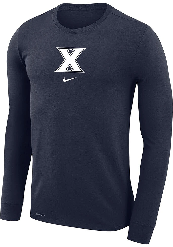 Nike Xavier Musketeers Navy Blue Shooting Shirt Dri-FIT Long Sleeve T-Shirt