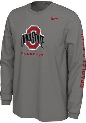 Nike Ohio State Buckeyes Grey Scarlet and Long Sleeve T Shirt