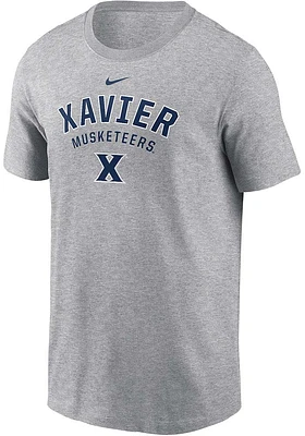 Nike Xavier Musketeers Grey Arch Mascot Short Sleeve T Shirt