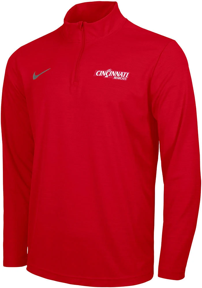 Nike Cincinnati Bearcats Mens Red Intensity Wordmark Long Sleeve 1/4 Zip Pullover